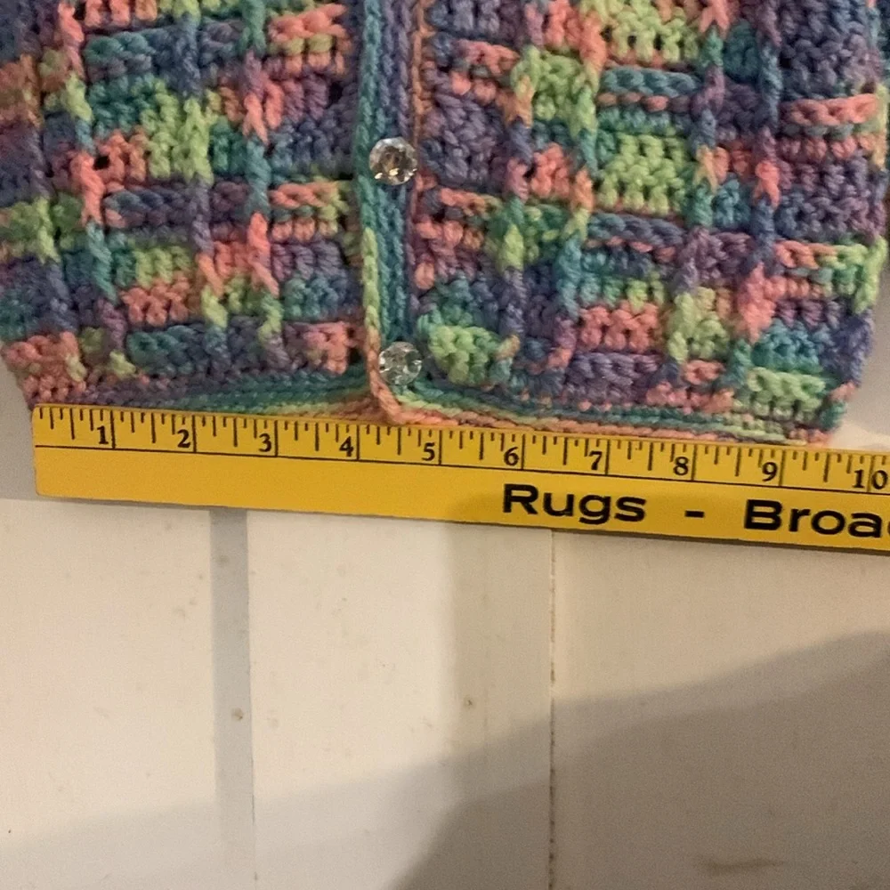 OOAK Hand Crochet sweater 12-18 mo - Picture 7 of 8